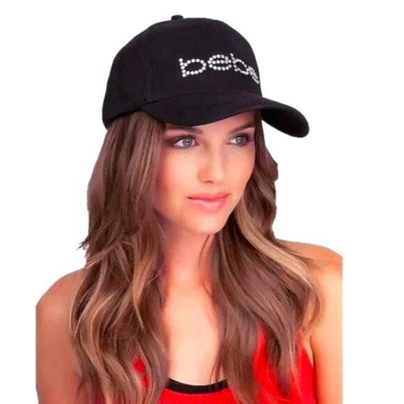 ?HOT ITEM?Vintage Bebe Rhinestone Logo Baseball Cap in Black main image 8